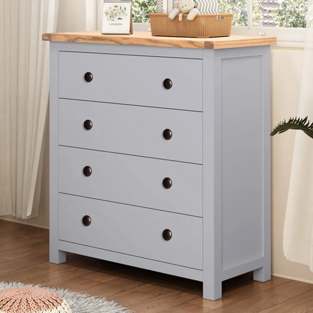 Mirano 4 Drawer Chest of Drawers with Brass Knobs - Grey image
