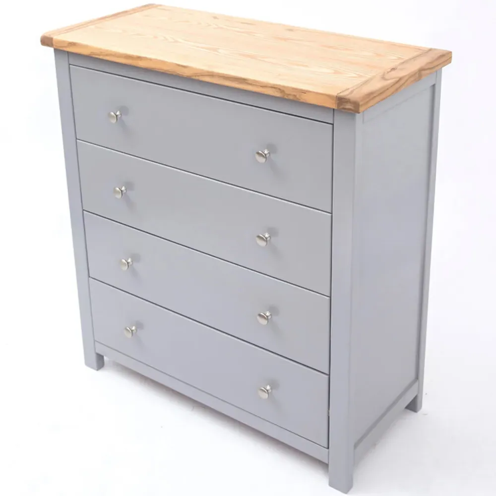 Mirano 4 Drawer Chest of Drawers with Chrome Knobs - Grey