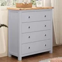 Mirano 4 Drawer Chest of Drawers with Chrome Knobs - Grey