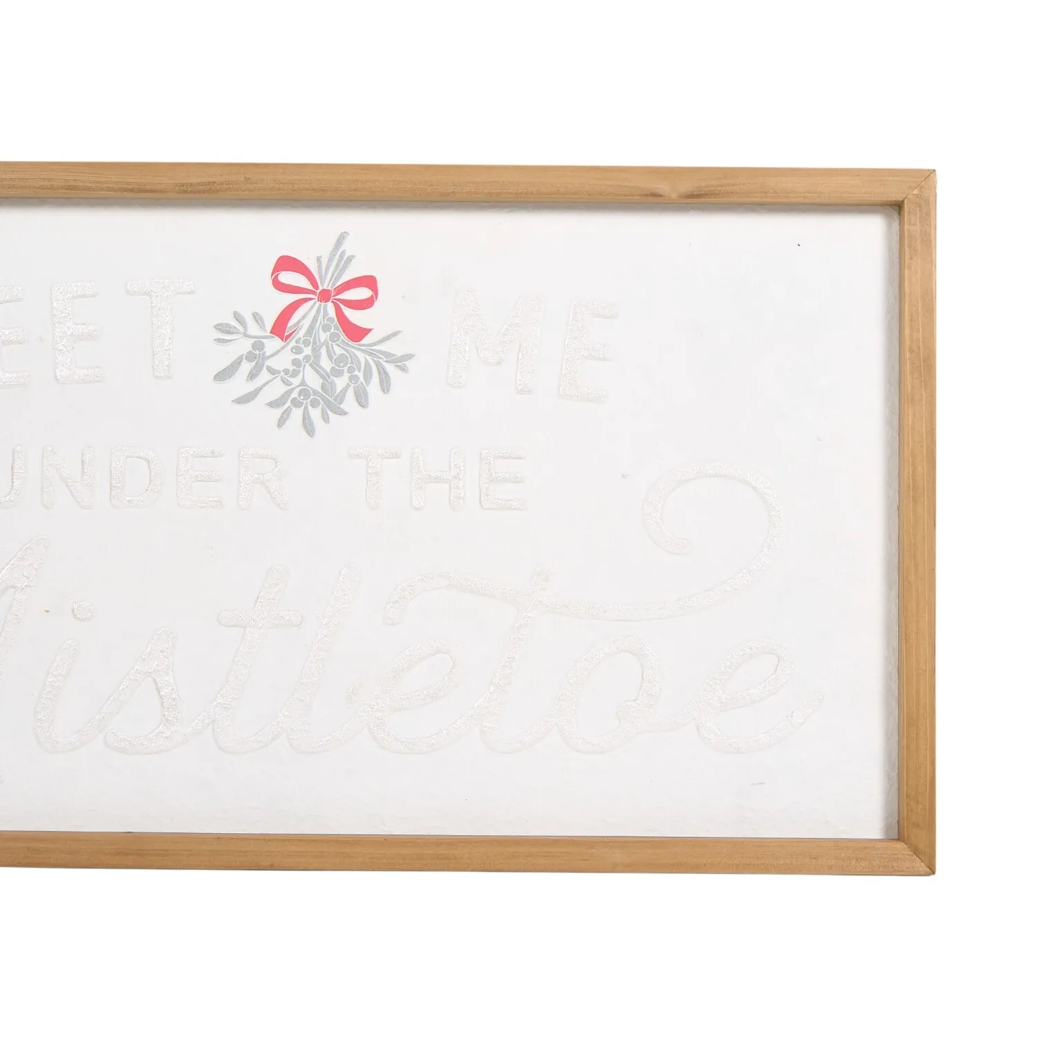 Mistletoe Shimmer Framed Plaque - Brown and White