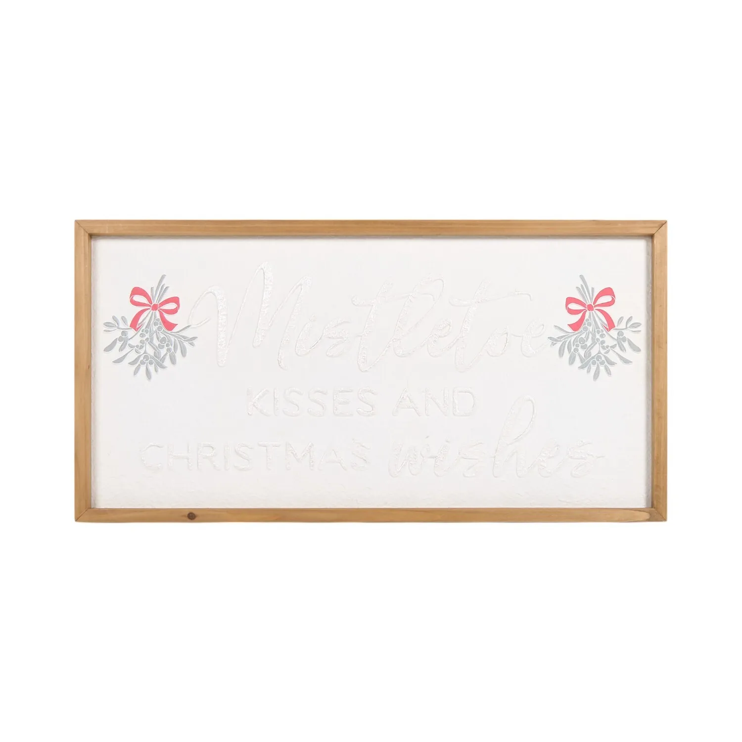 Mistletoe Shimmer Framed Plaque - Brown and White