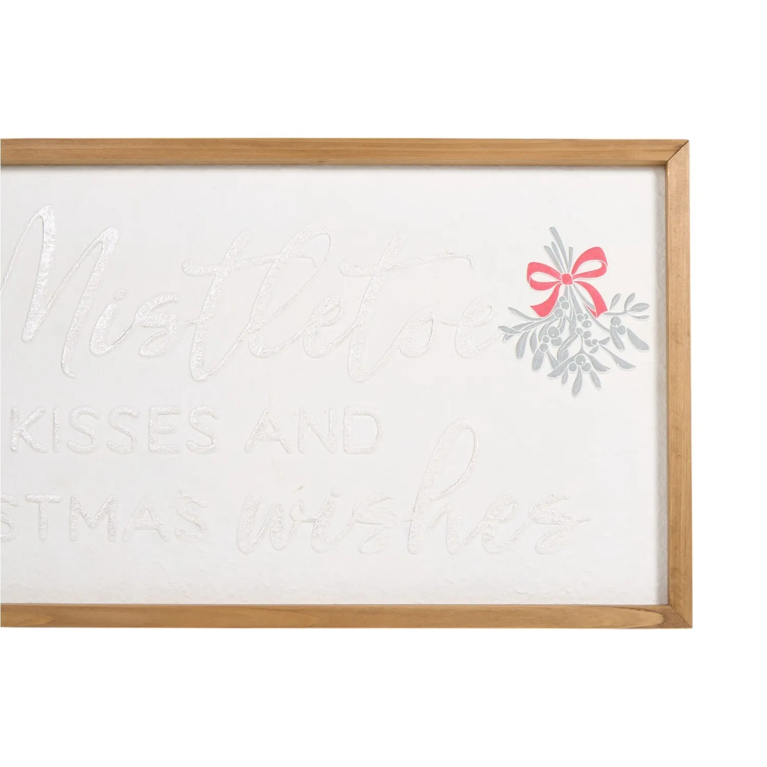 Mistletoe Shimmer Framed Plaque - Brown and White