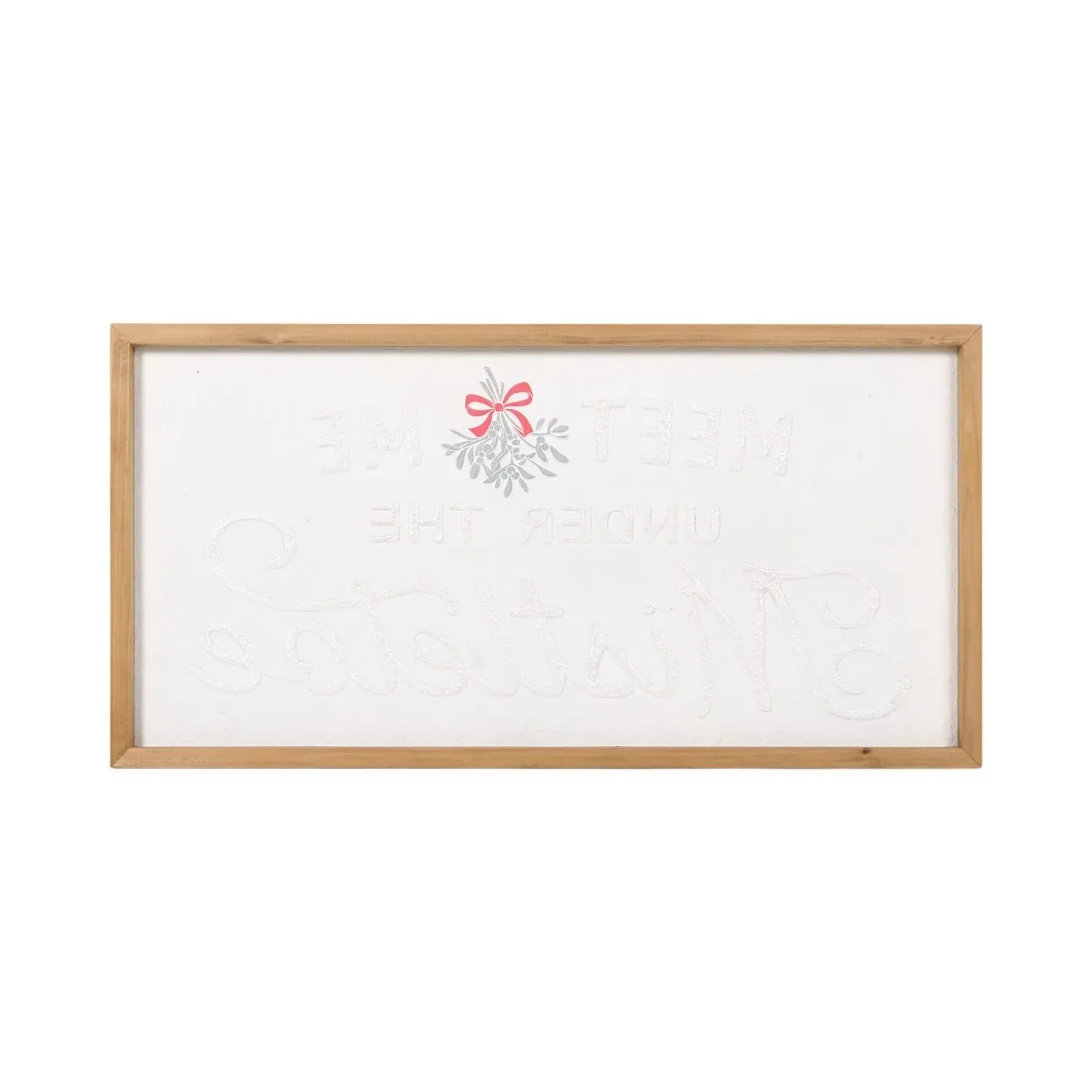 Mistletoe Shimmer Framed Plaque - Brown and White