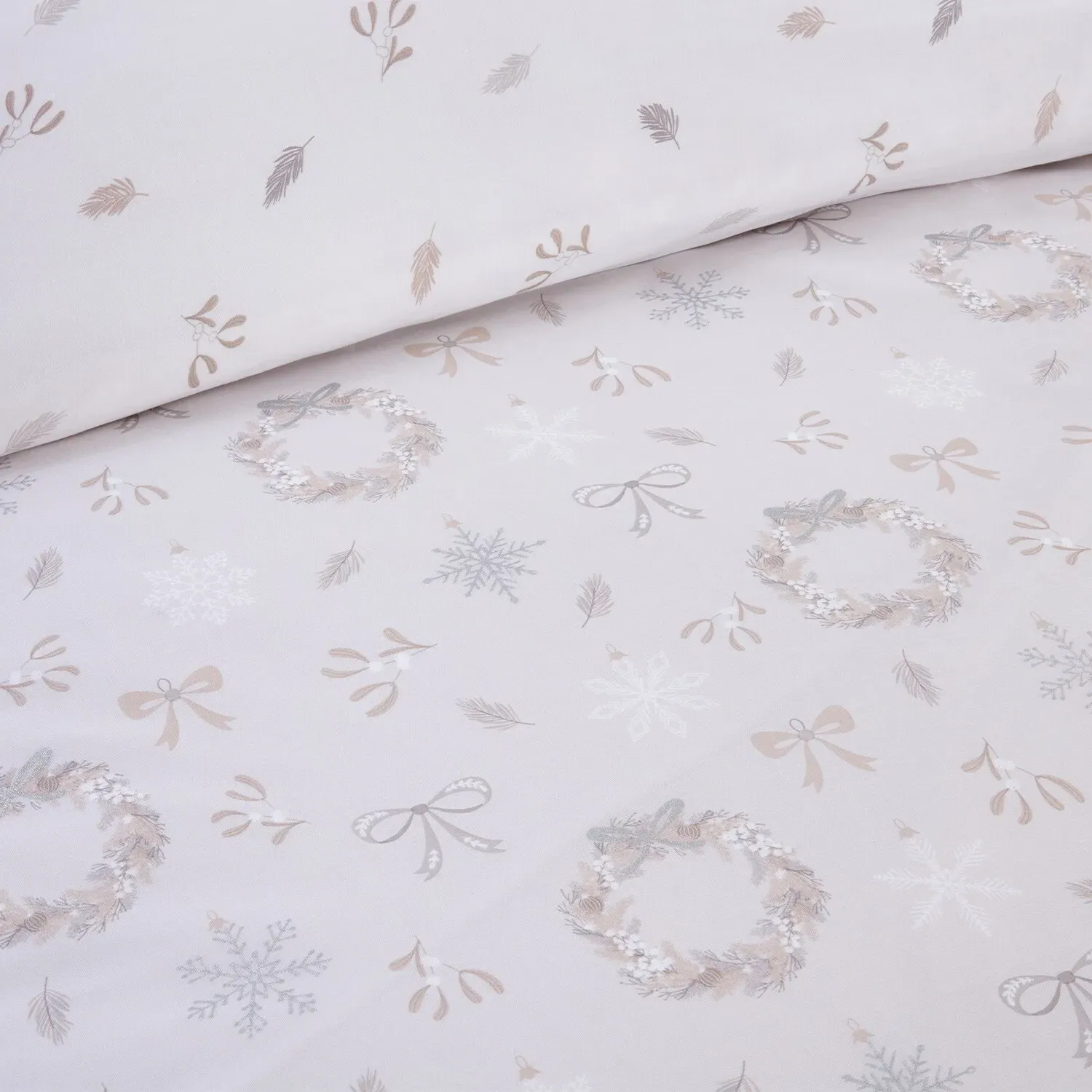 Mistletoe Wishes King Duvet Set - Natural, Cotton Blend