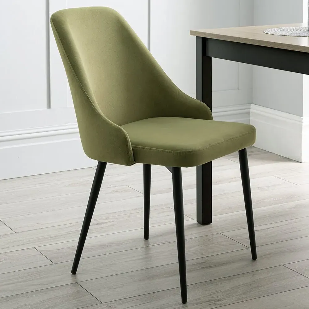 Modbury Dining Chair Pair - Green, Velvet image