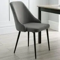 Modbury Dining Chair Pair - Grey, Velvet