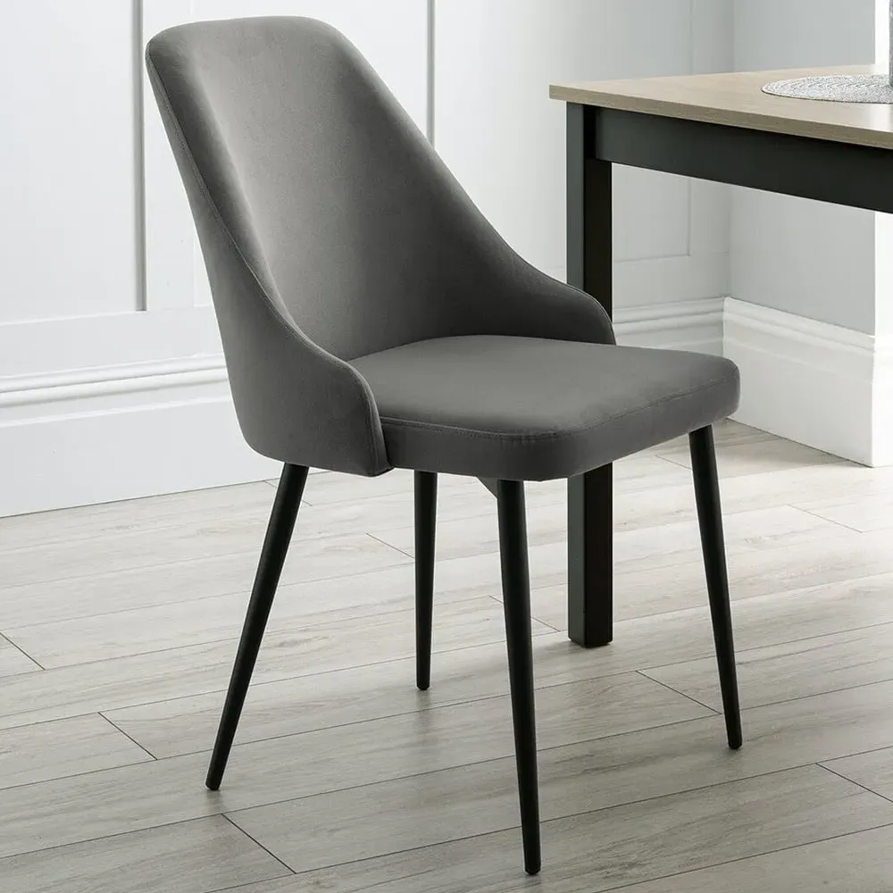Modbury Dining Chair Pair - Grey, Velvet