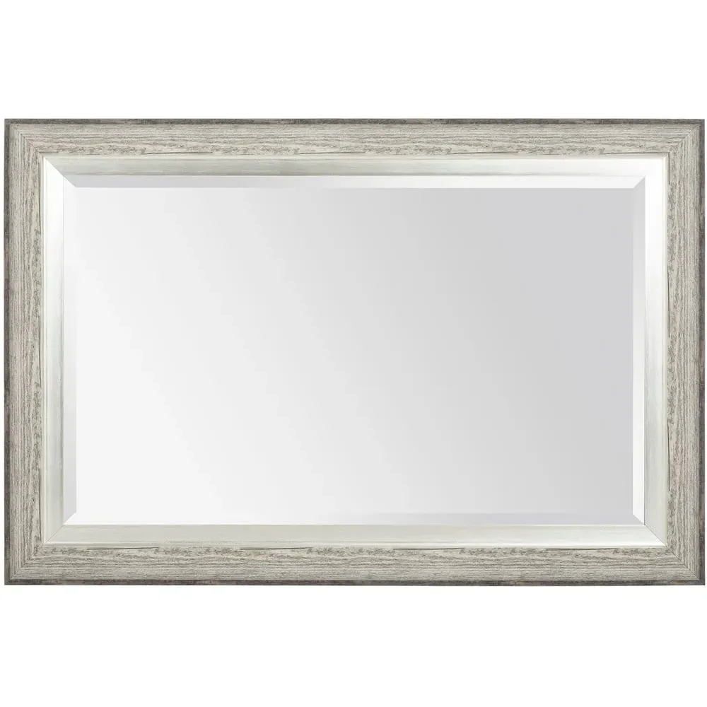 Modena Rectangle Step Mirror - Grey, Wood Effect image