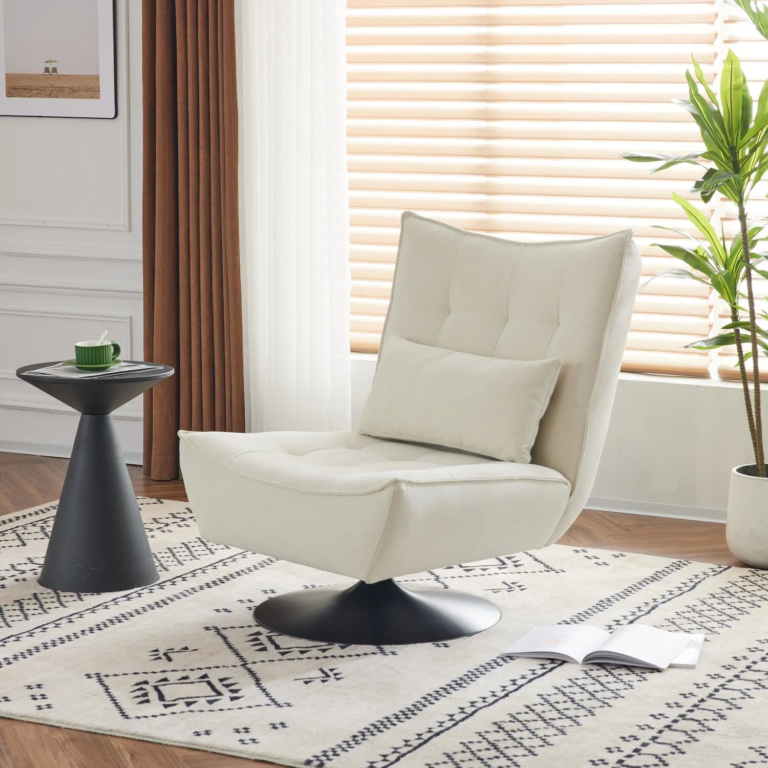 Moderno Swivel Accent Chair - White