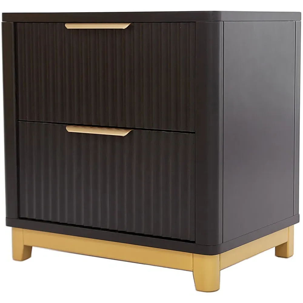 Molino 2 Drawer Bedside Table - Black