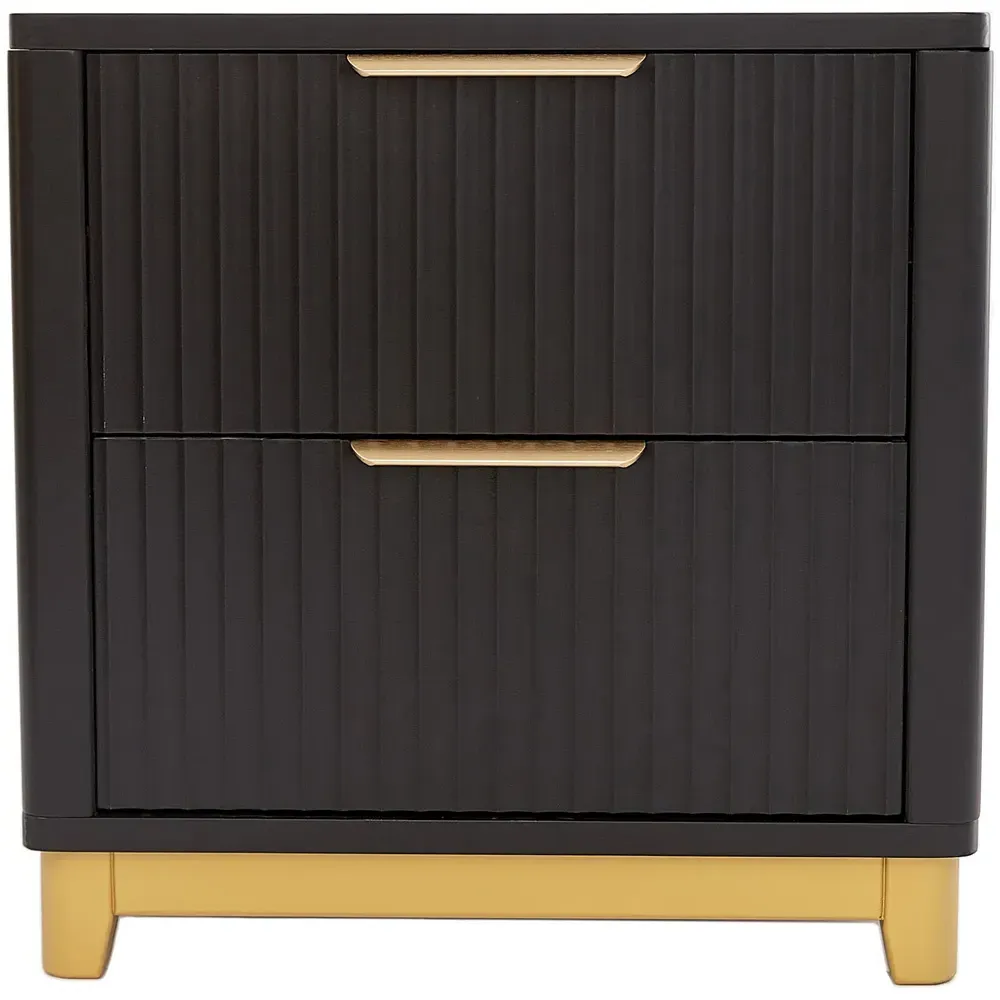 Molino 2 Drawer Bedside Table - Black