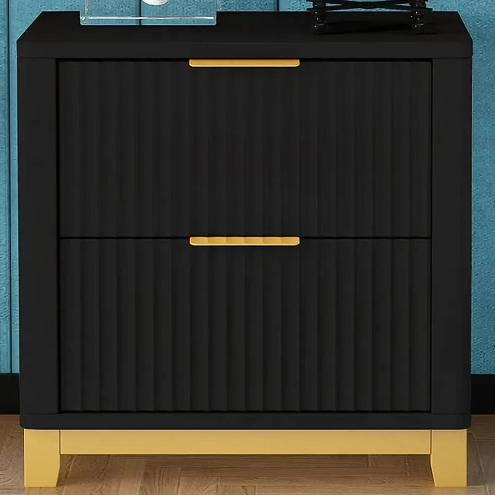 Molino 2 Drawer Bedside Table - Black image