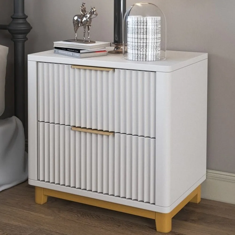 Molino 2 Drawer Bedside Table - White