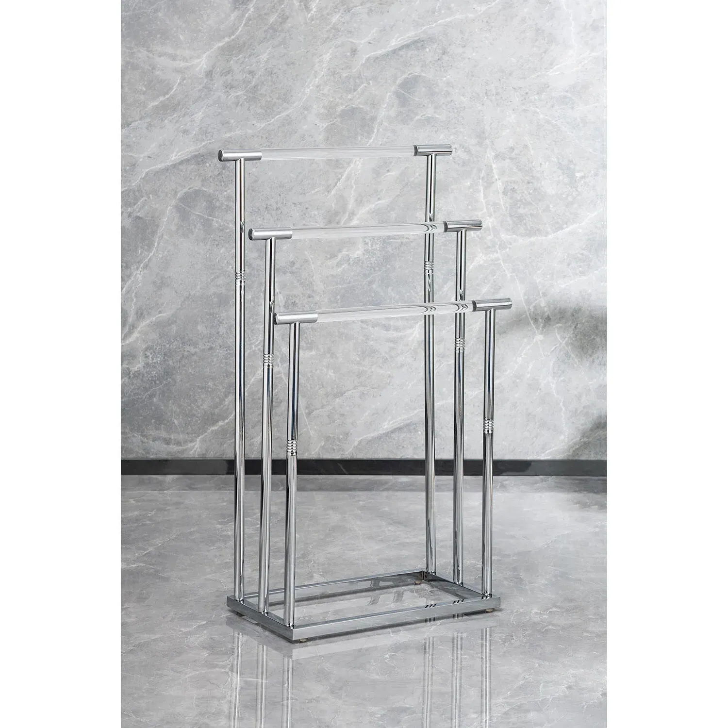 Monaco 3 Tier Acrylic Towel Rail - Chrome