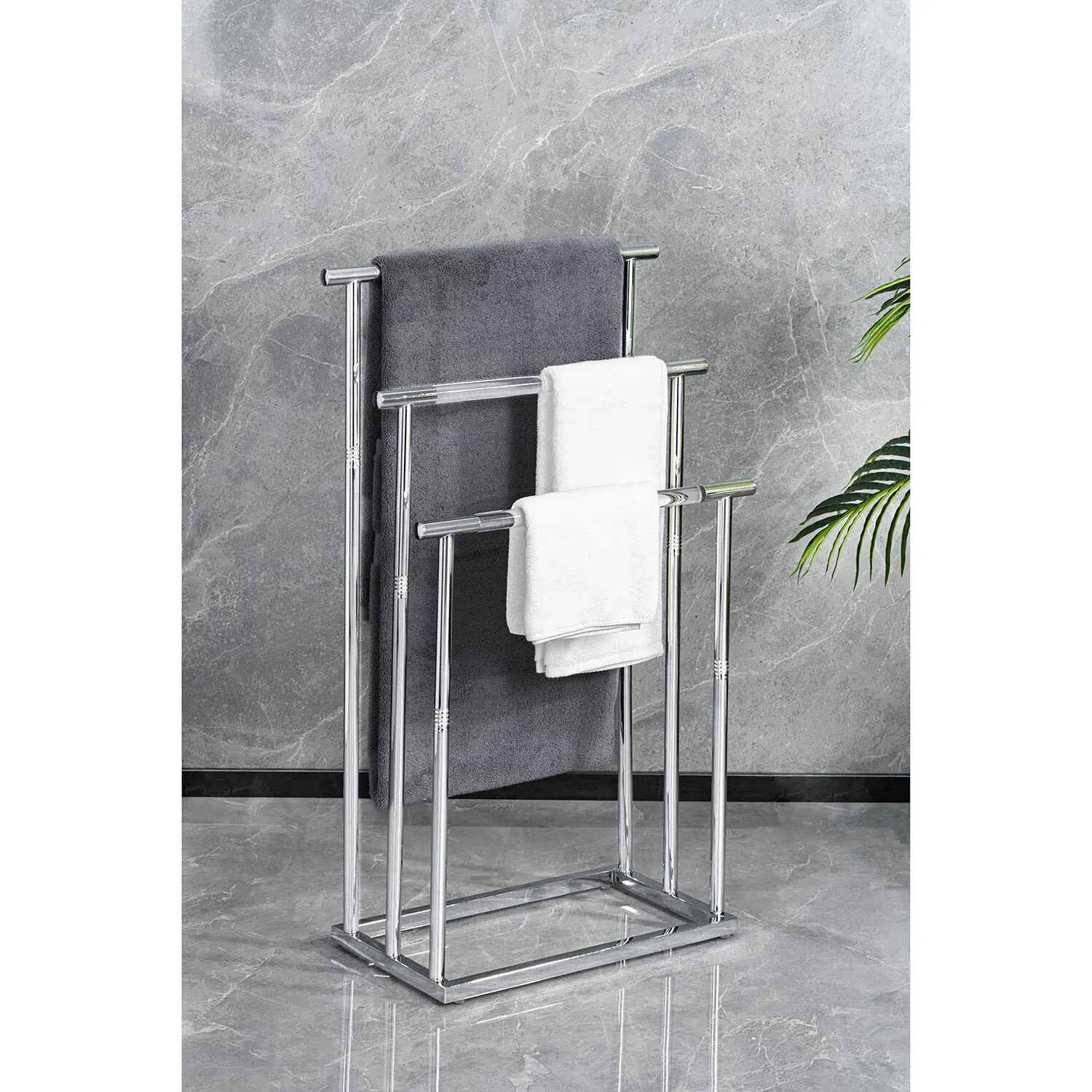 Monaco 3 Tier Acrylic Towel Rail - Chrome
