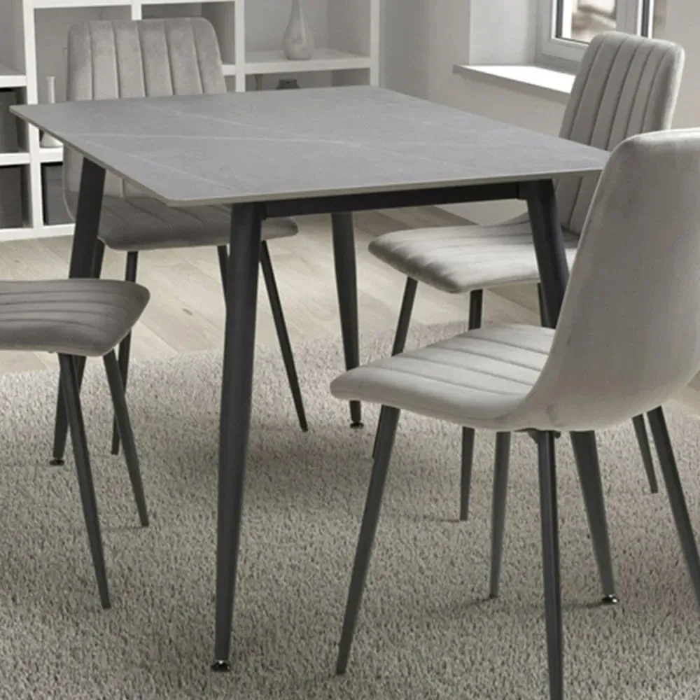 Monaco 4-Seater Dining Table - Grey, Ceramic