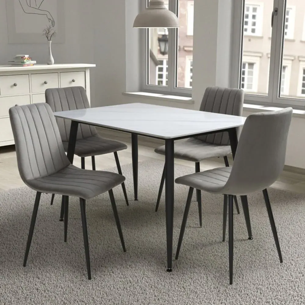 Monaco 4-Seater Dining Table - White, Ceramic