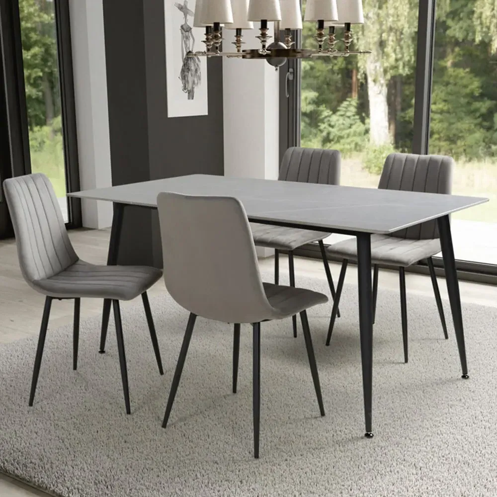 Monaco 6-Seater Dining Table - Grey, Ceramic