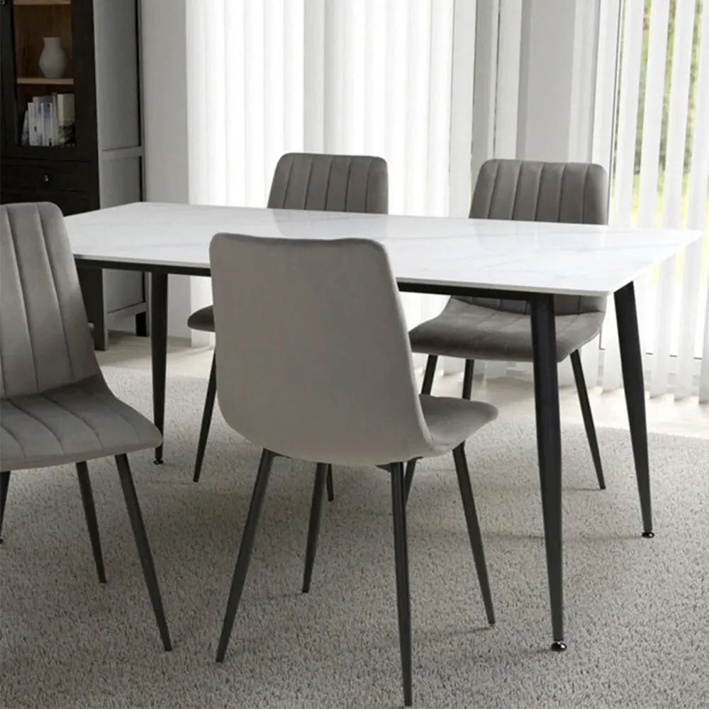 Monaco 6-Seater Dining Table - White, Ceramic
