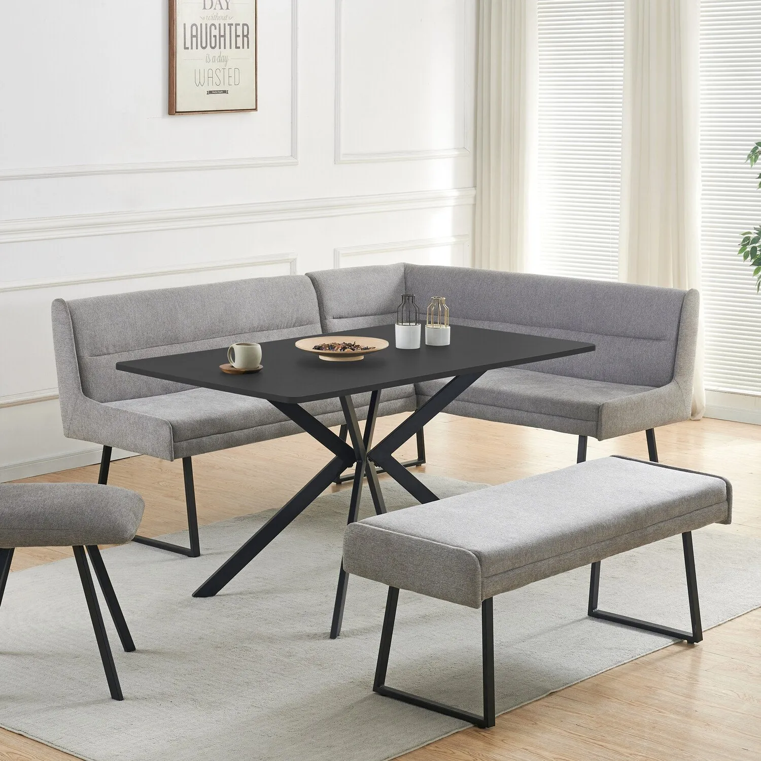 Monaco Corner Bench - Grey, Polyester