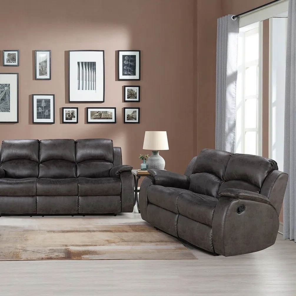 Monaco Pellissima 2-Seater Recliner Sofa - Grey, Leather