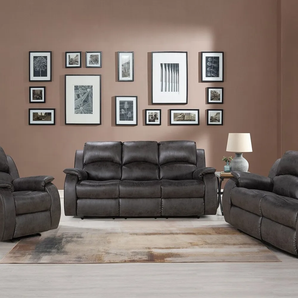 Monaco Pellissima 3-Seater Recliner Sofa - Grey, Leather