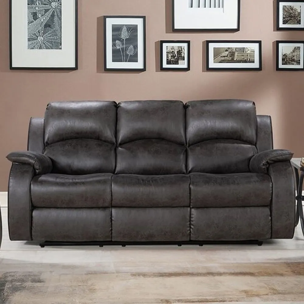 Monaco Pellissima 3-Seater Recliner Sofa - Grey, Leather