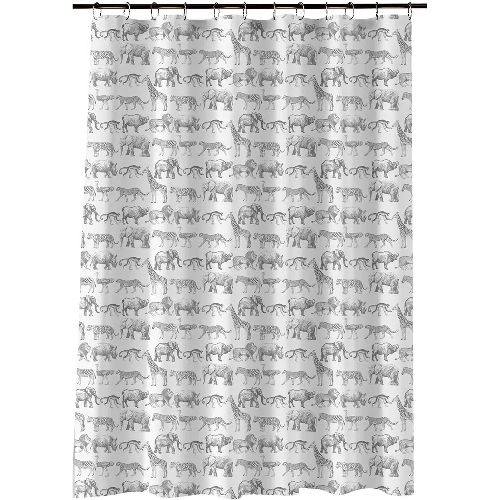 Mono Safari Shower Curtain - Monochrome