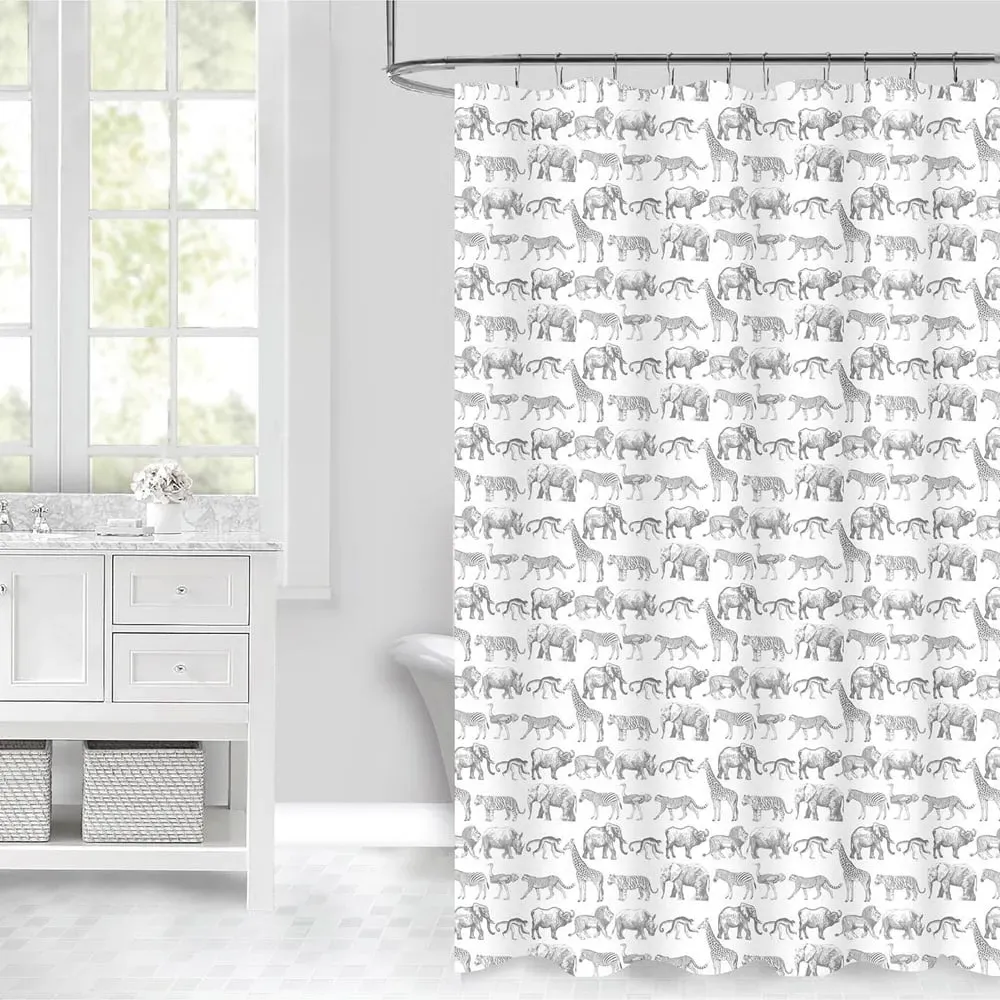 Mono Safari Shower Curtain - Monochrome image
