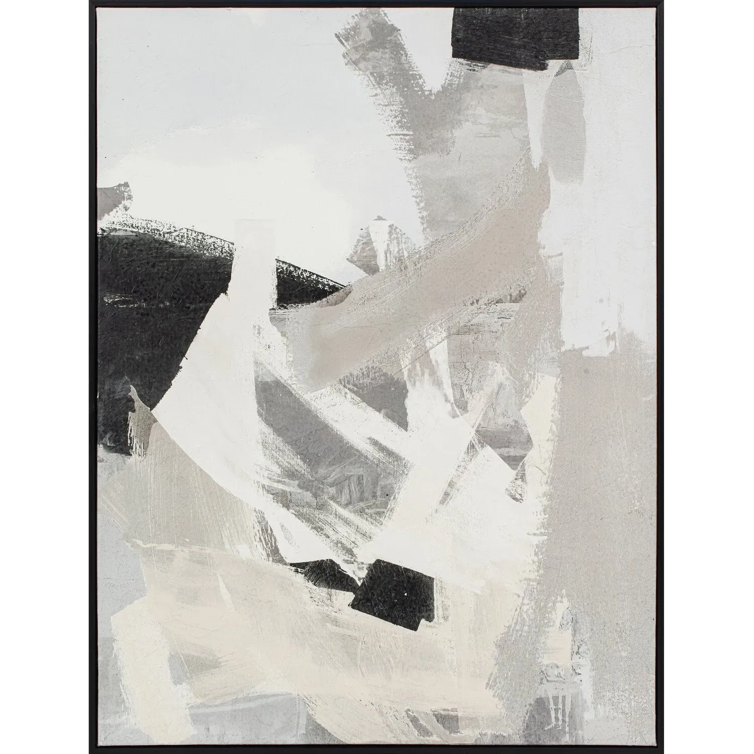 Monochrome Abstract Framed Canvas - Grey image