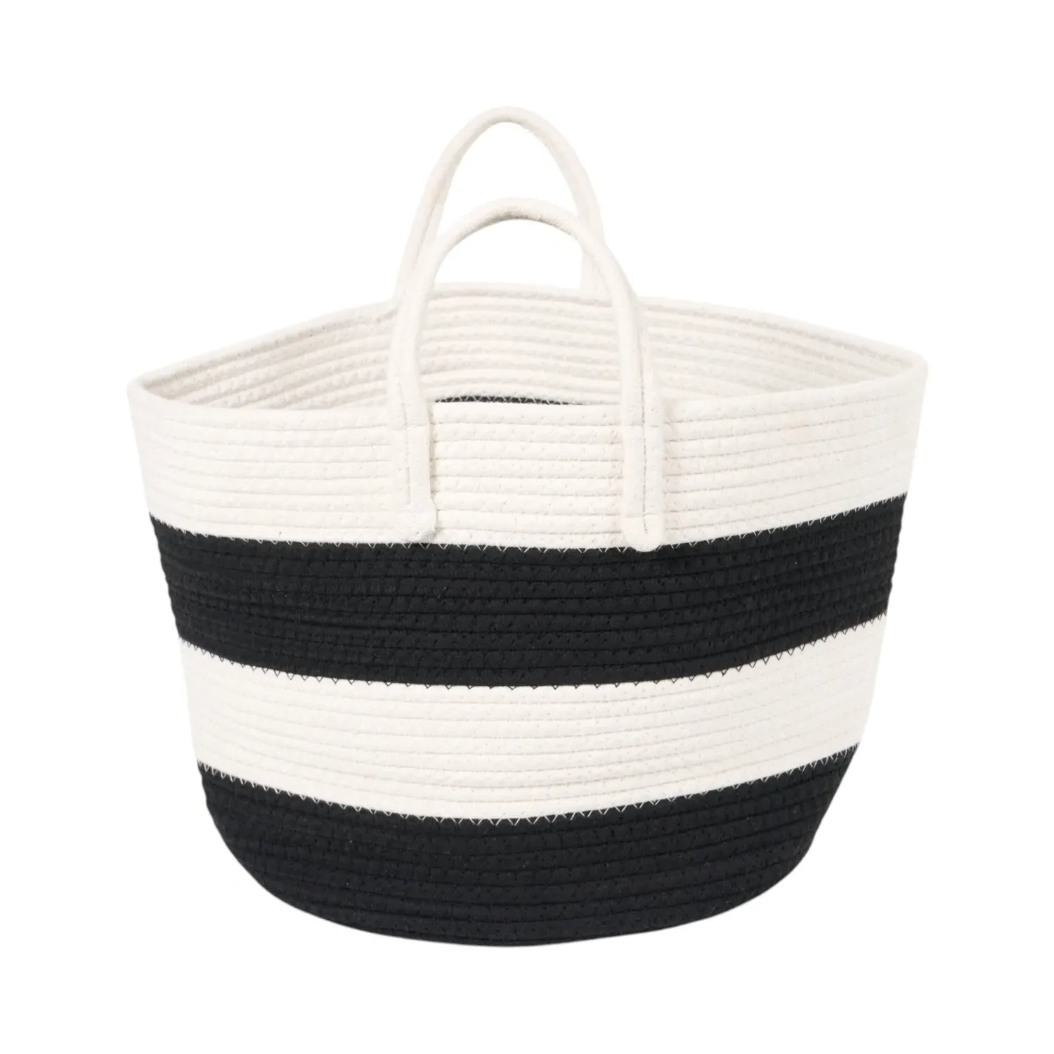Monochrome Stripe Storage Basket - Black