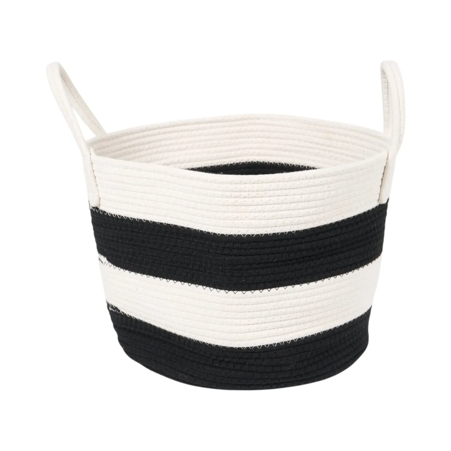 Monochrome Stripe Storage Basket - Black