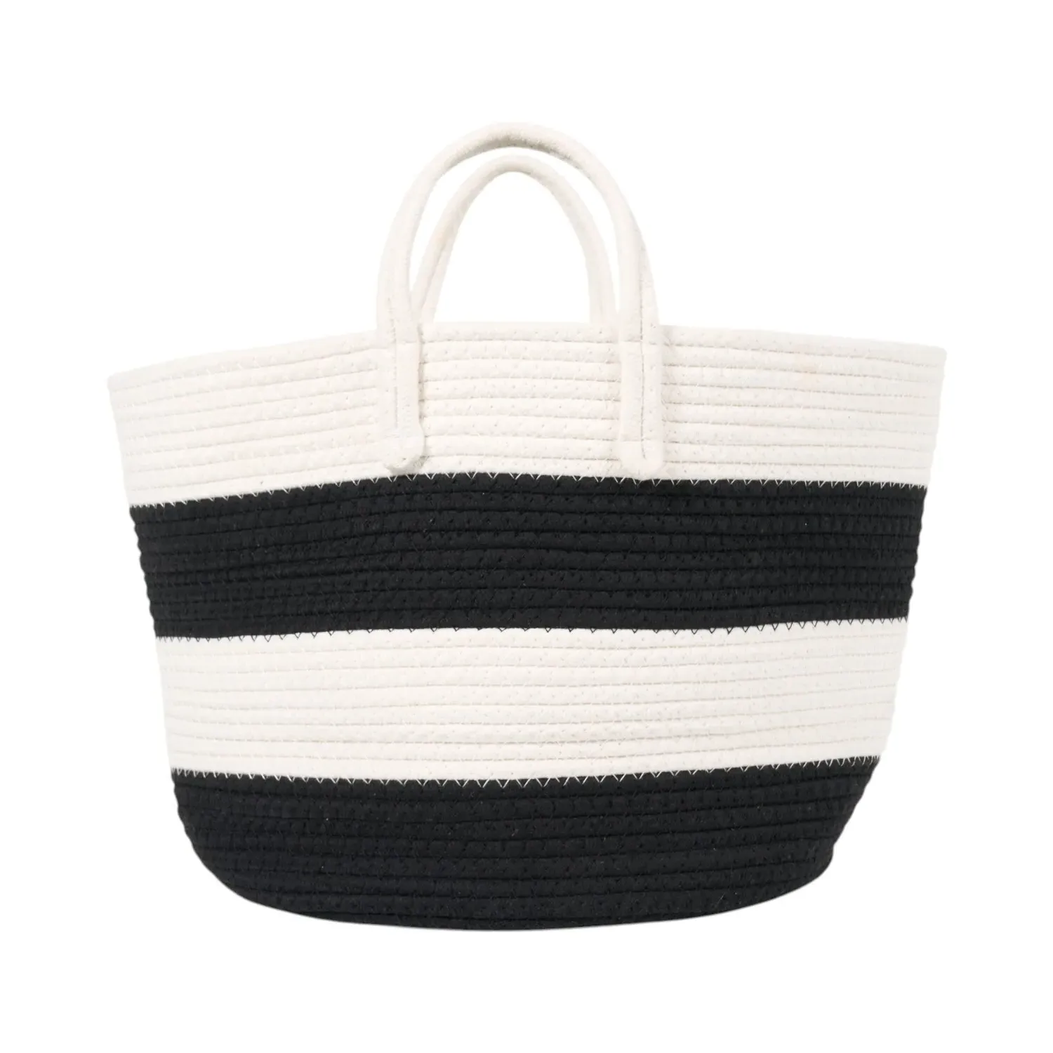 Monochrome Stripe Storage Basket - Black image