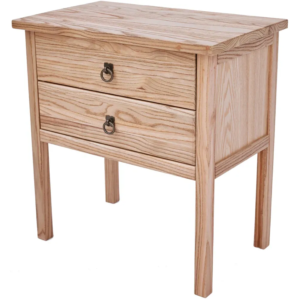 Montese 2 Drawer Bedside Table with Ring Handle - Wood