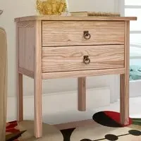 Montese 2 Drawer Bedside Table with Ring Handle - Wood