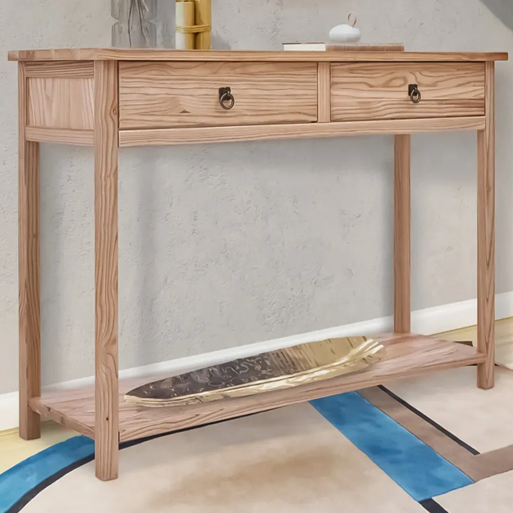 Montese 2 Drawer Wide Console Table - Light Wood image