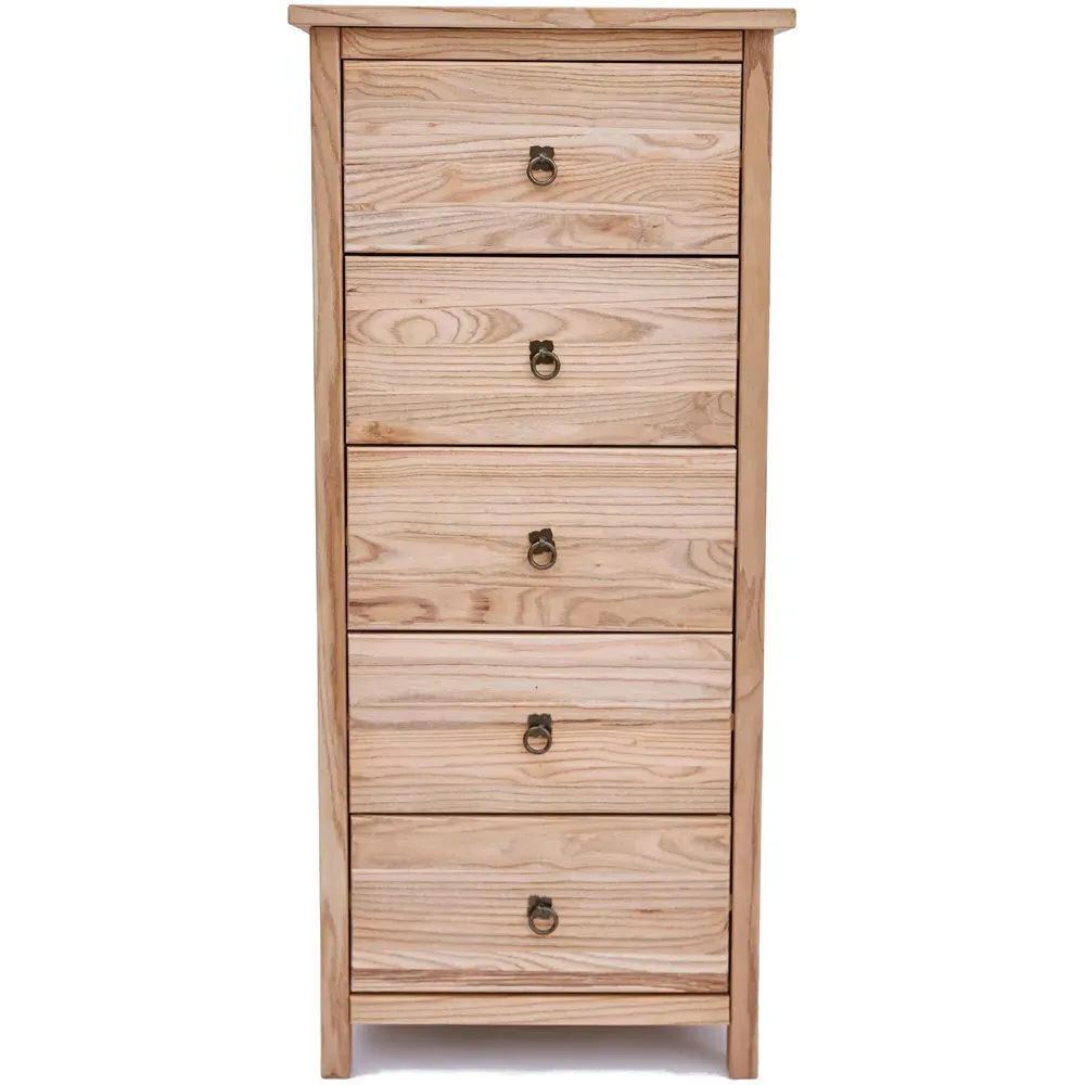 Montese Narrow 5 Drawer Chest - Light Wood
