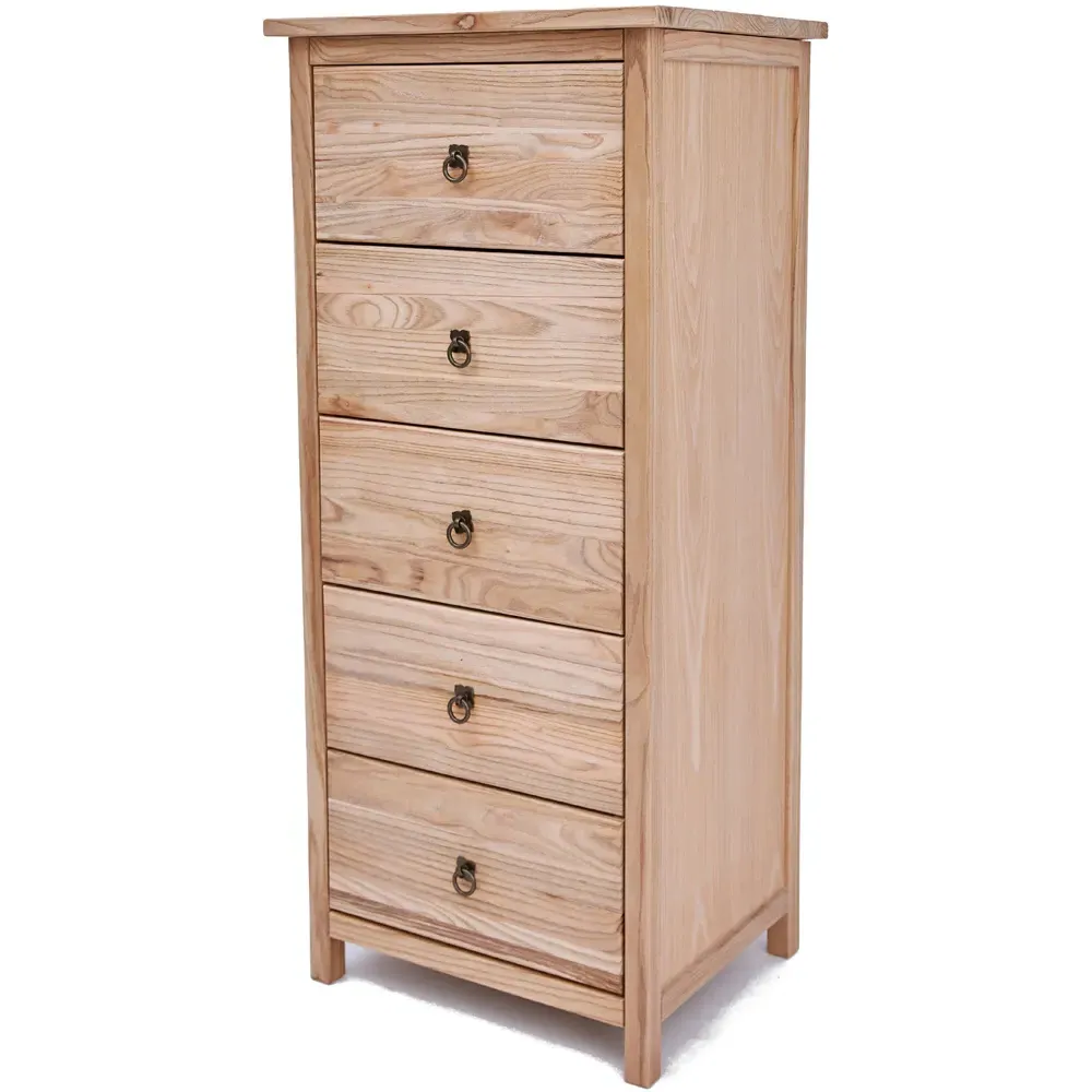 Montese Narrow 5 Drawer Chest - Light Wood