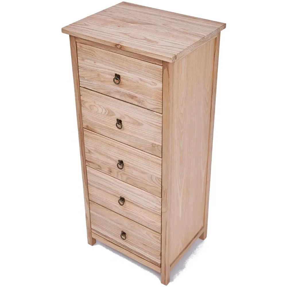 Montese Narrow 5 Drawer Chest - Light Wood