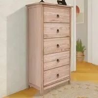 Montese Narrow 5 Drawer Chest - Light Wood