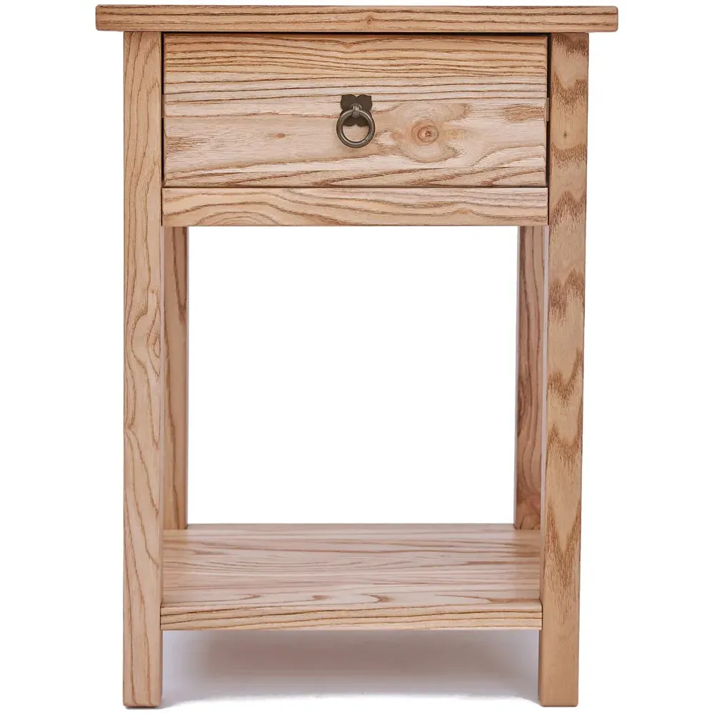 Montese Single Drawer Bedside Table with Ring Handle - Wood