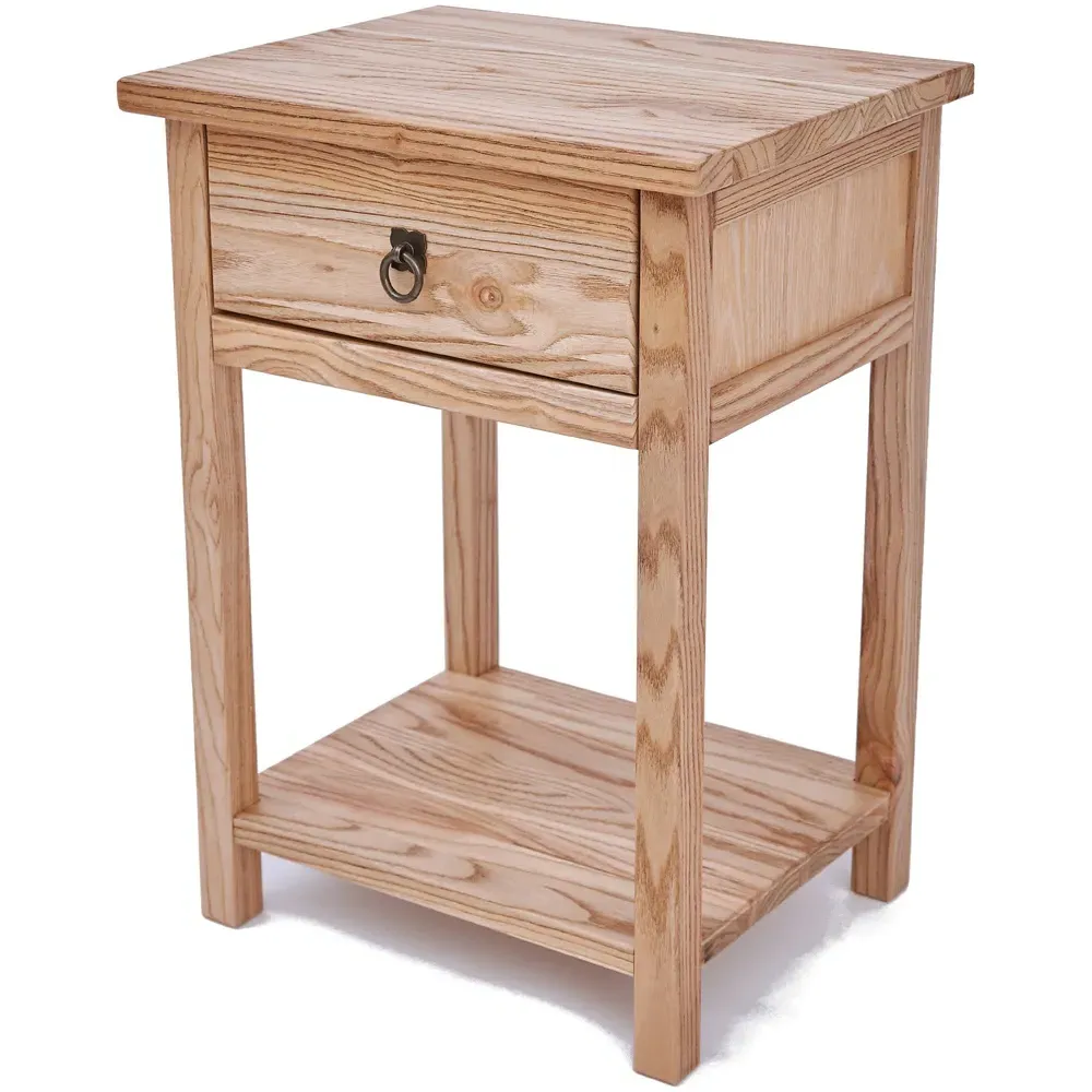 Montese Single Drawer Bedside Table with Ring Handle - Wood