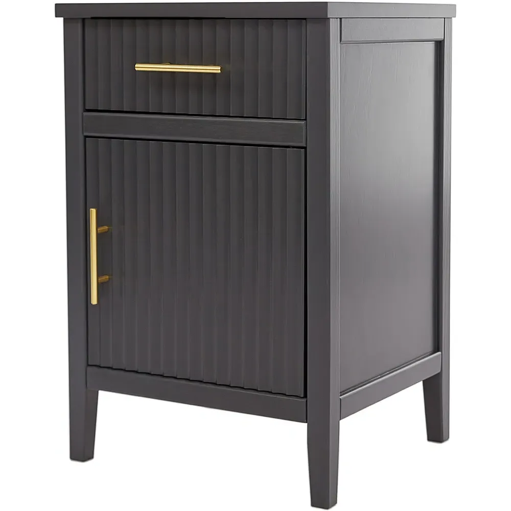 Monti Single Door Single Drawer Bedside Table - Charcoal, Pine
