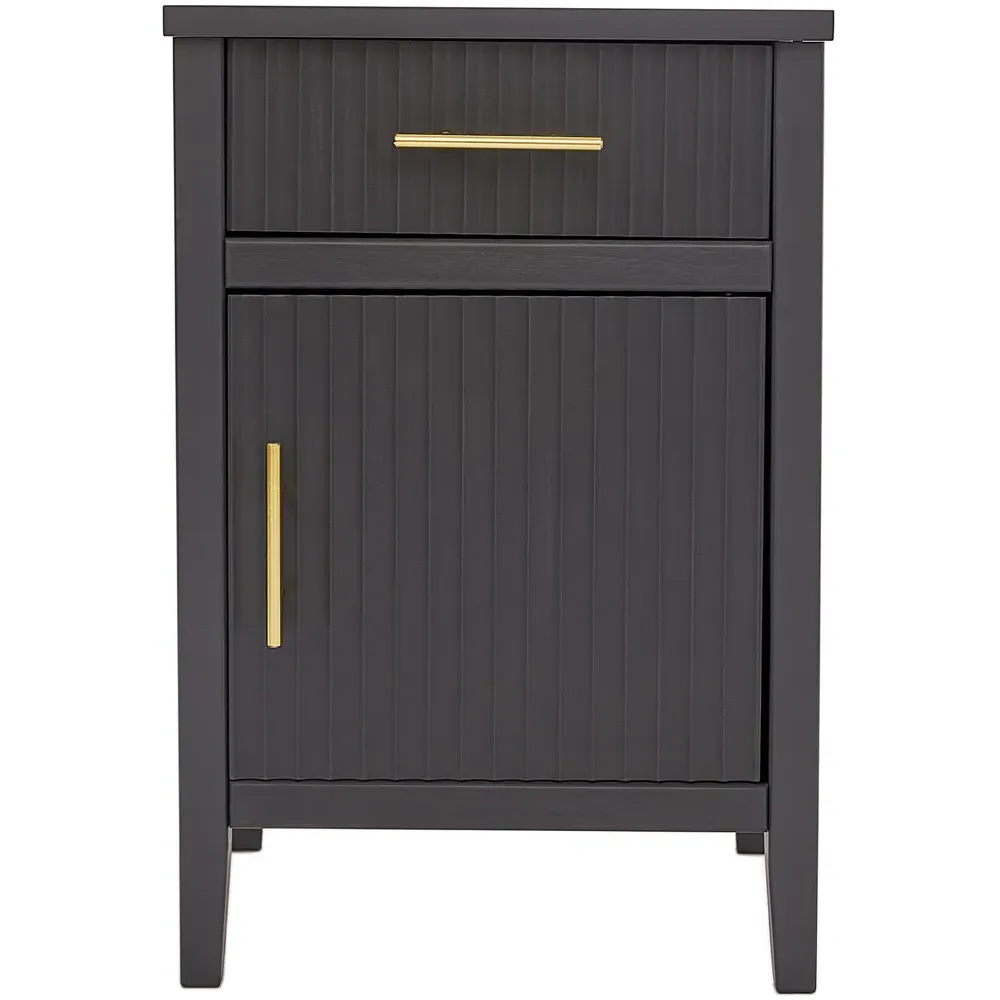 Monti Single Door Single Drawer Bedside Table - Charcoal, Pine