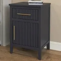 Monti Single Door Single Drawer Bedside Table - Charcoal, Pine