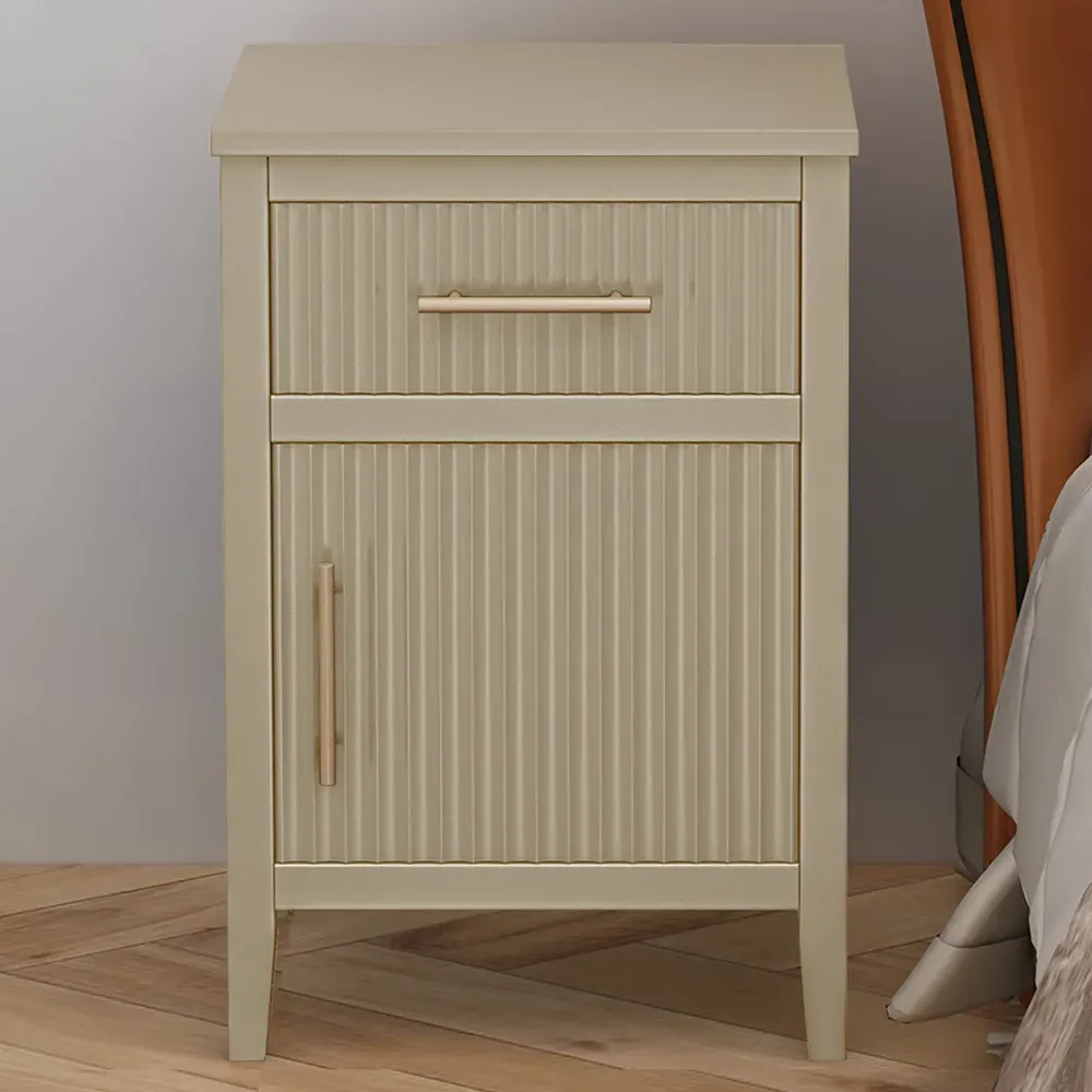 Monti Single Door Single Drawer Bedside Table - Cream, Pine