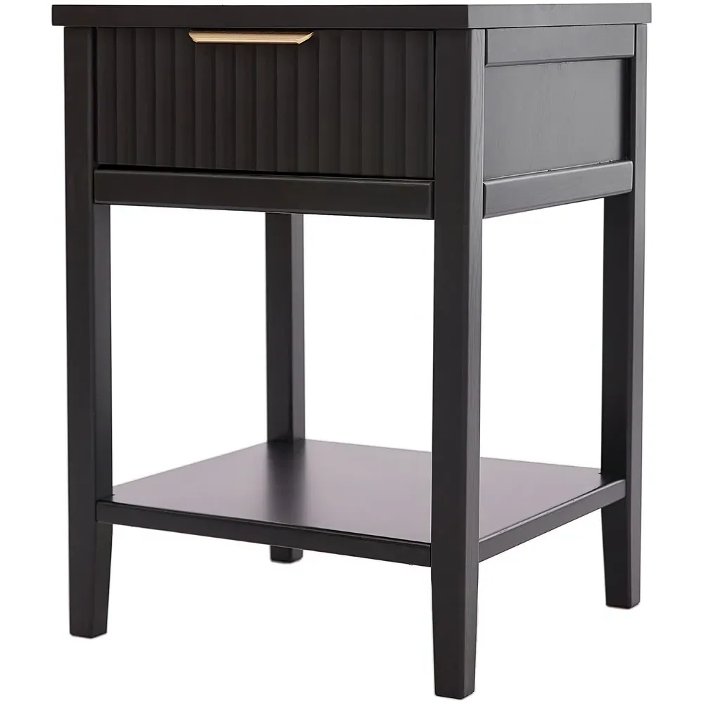 Monti Single Drawer Bedside Table - Black, Pine