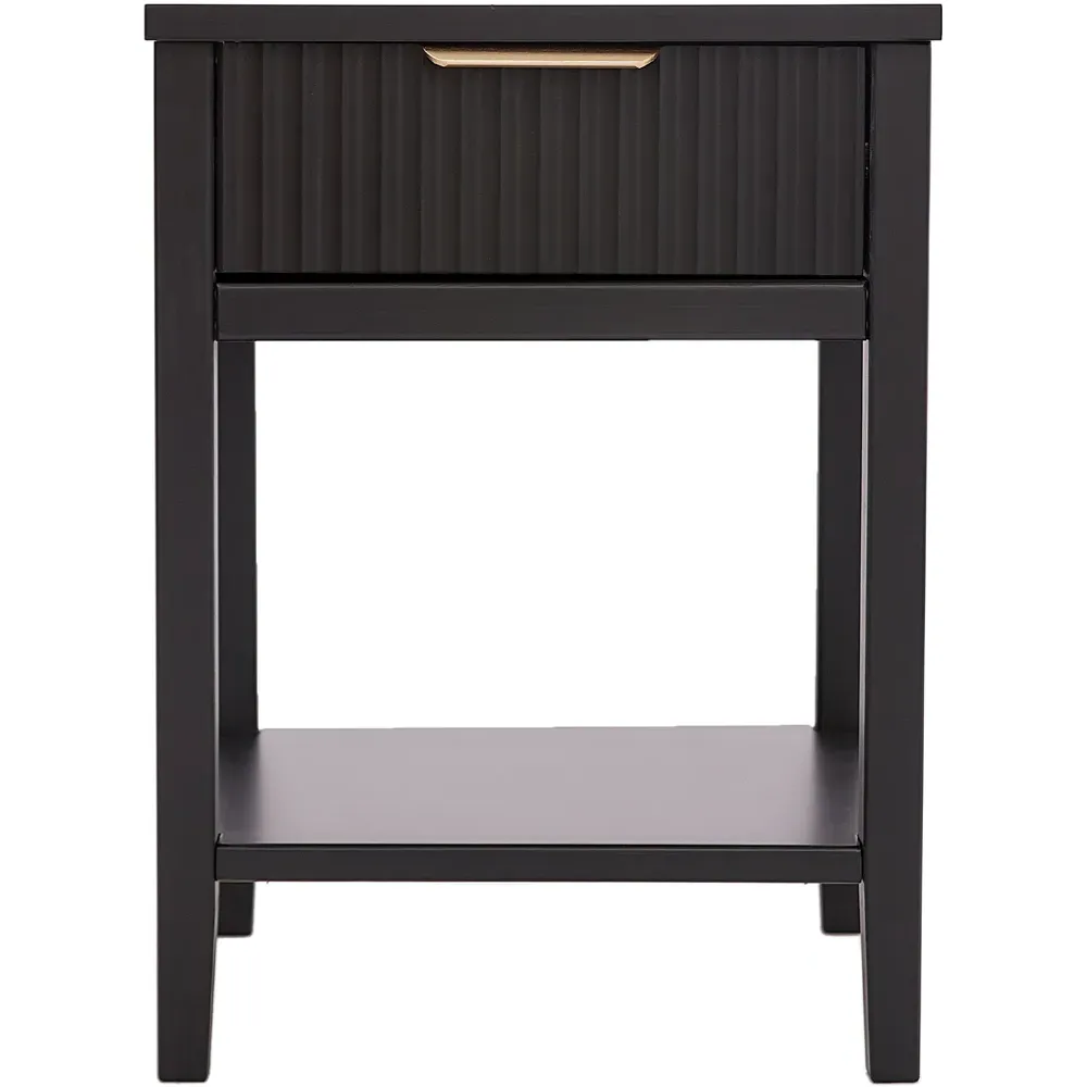 Monti Single Drawer Bedside Table - Black, Pine