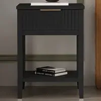 Monti Single Drawer Bedside Table - Black, Pine