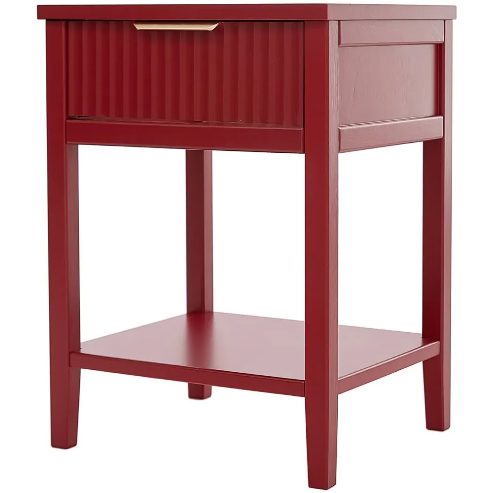 Monti Single Drawer Bedside Table - Red, Pine